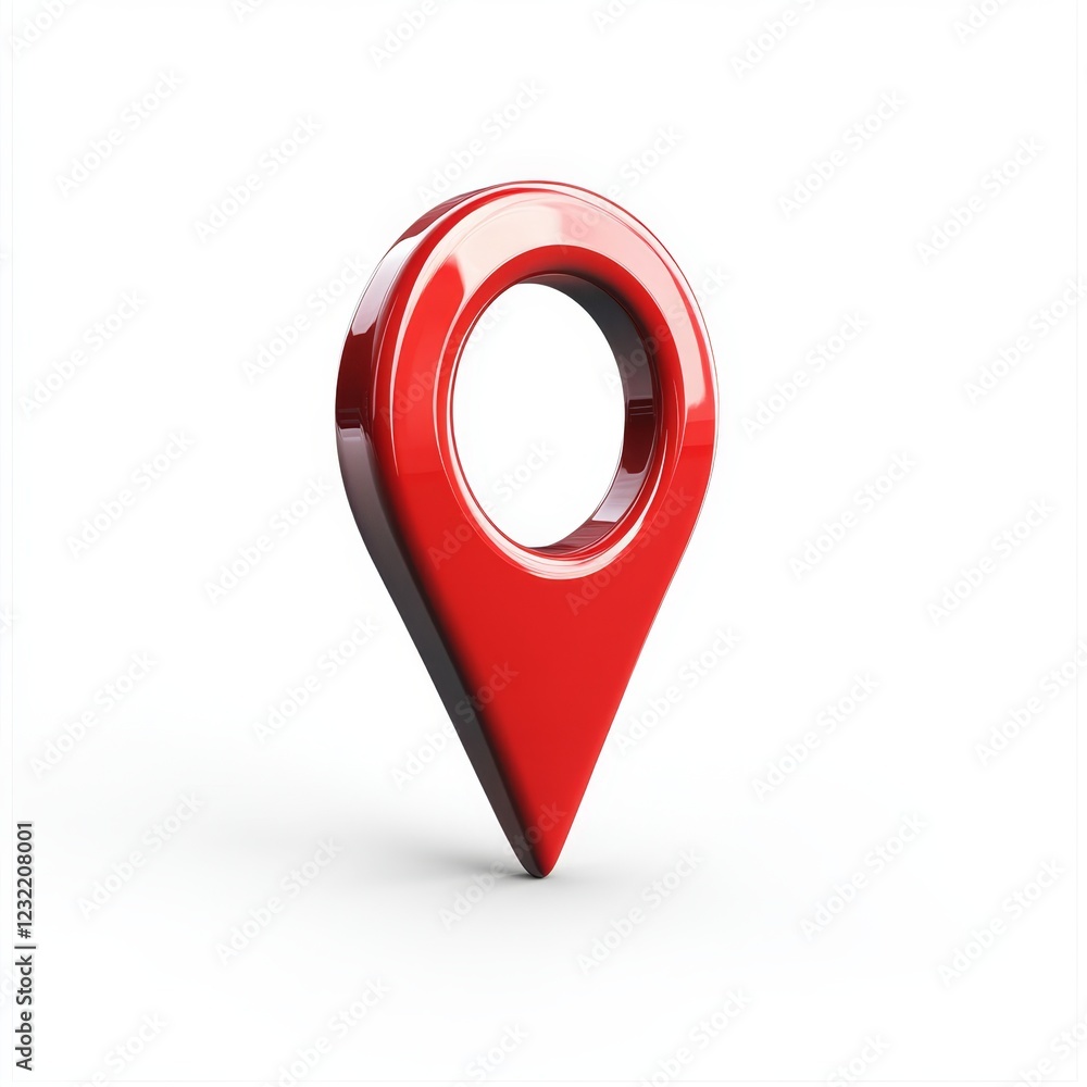 Poster red location pin on a white background for navigation and mapping
