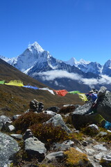 The stunning Himalayan Mountain ranges with snowy  glaciars and breathtaking views of Mount...