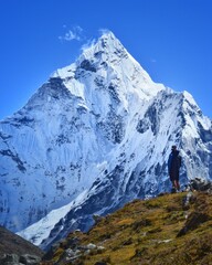 The stunning Himalayan Mountain ranges with snowy  glaciars and breathtaking views of Mount...