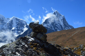 The stunning Himalayan Mountain ranges with snowy  glaciars and breathtaking views of Mount...