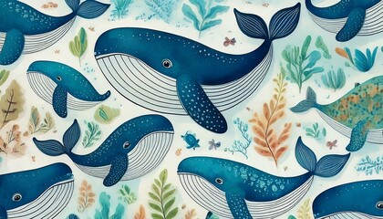 クジラ　テクスチャ　背景　パターン