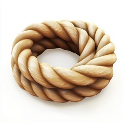 Textured Close-up of a Twisted Natural Fiber Rope on White Background