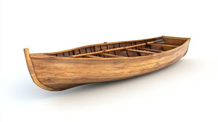 Wooden Canoe with Rustic Finish and Simple Design for Water Activities