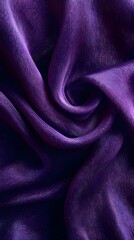 Fototapeta premium Purple Silk Drape: Luxurious deep purple silk fabric in soft, swirling folds, creating an elegant and captivating texture. The rich color and fluid movement evoke a sense of sophistication and drama.