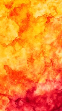 Fiery Sunset Hues: An abstract watercolor painting in vibrant shades of orange, yellow, and red, evoking the warmth and energy of a fiery sunset.  The colors blend seamlessly.