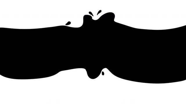 2d animation liquid or fluid transition on black background. Hand drawn white splash in doodle cartoon style.