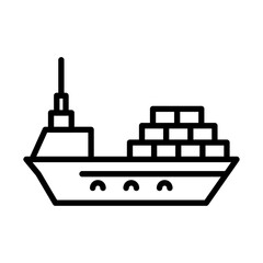 Cargo ship icon outline set sign