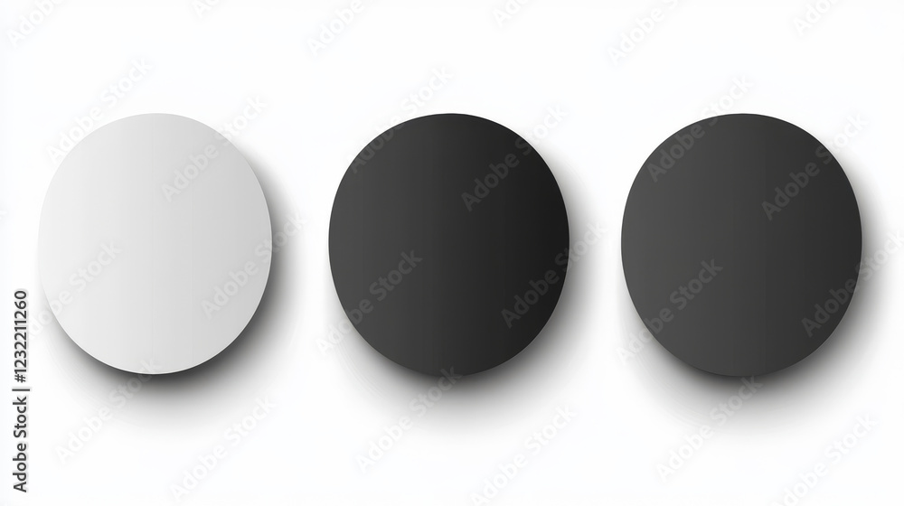 Aufkleber circle drop shadows, round and ellipse shades. soft gray oval gradients in side and top view isolate