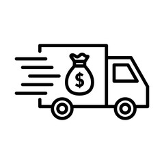 Delivery cost icon outline set sign