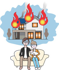 火災が不安な若い夫婦