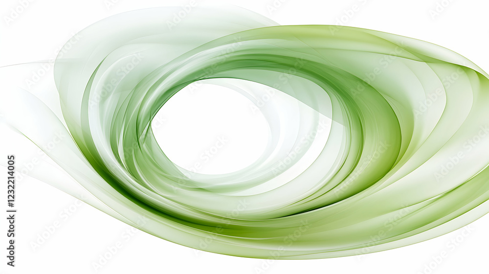 Poster abstract green swirling design, creating a dynamic, flowing circular pattern. ideal for backgrounds,