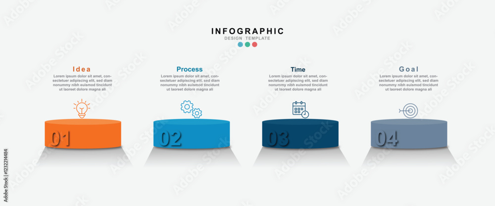 Poster Vector Infographic label design template with icons and 4 options or steps. for your business data. Vector Illustration.
