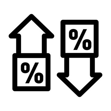 High and Low Percent arrow icon outline set sign
