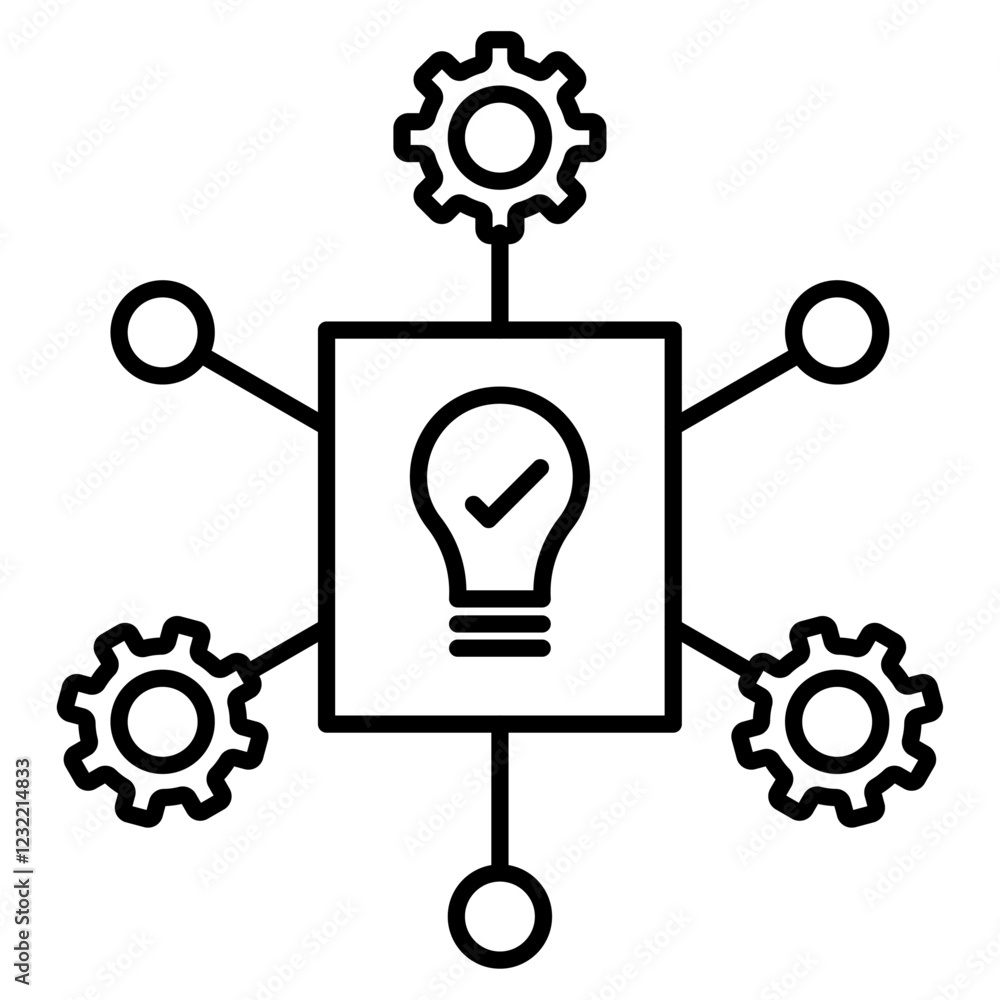Poster implementation icon outline set sign