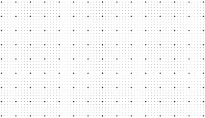 Seamless grid pattern: subtle halftone design featuring repeated small hatch crosses and tiny elements. Abstract geometric texture with faded black and white rectangle prints. Vector illustration.