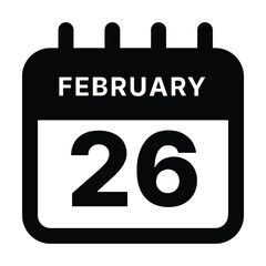 February 26 calendar icon design vector illustration
