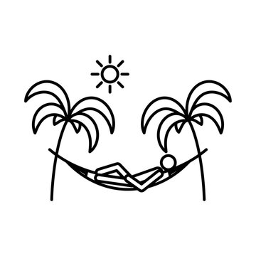 person relaxing hammock palm trees sun clip art preview