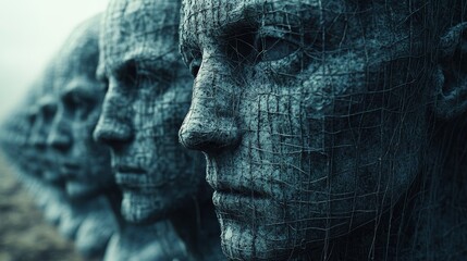 A group of faces are shown in a close up