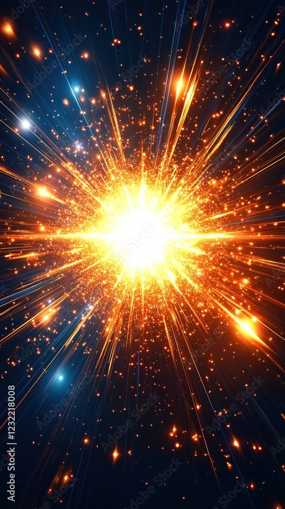 Poster vibrant explosion of light and energy radiating outwards in dazzling display of color and intensity