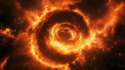 Fototapeta premium Swirling fire vortex with smoke effect. Stock