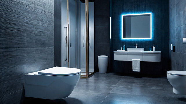 Modern bathroom with a shower area and bathtub
