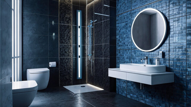 Modern bathroom with a shower area and bathtub