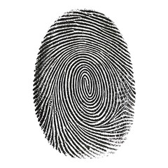human ink fingerprint isolated on white background