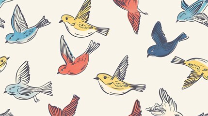 Obraz premium black orange flying bird repeat graphic texture