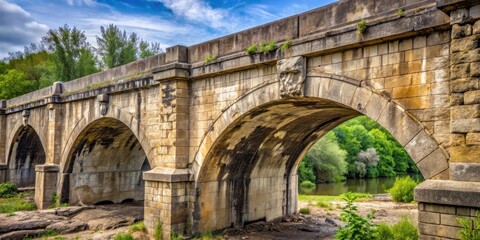 Fototapeta premium Old bridge structure with widespread cracks showing signs of decay and erosion