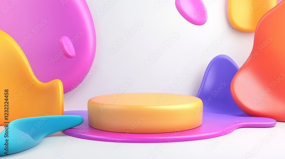 Poster colorful abstract background with smooth shapes and playful forms