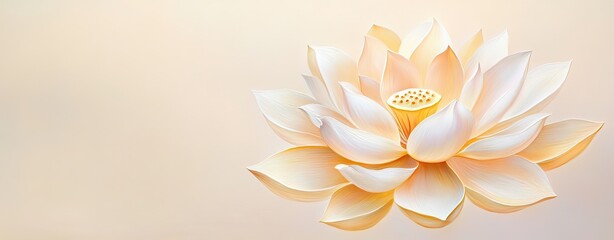Fototapeta premium Tranquility, Buddhist flower, Golden White Lotus Elegance, White Lotus Art with Gold, White Lotus Decorative Design