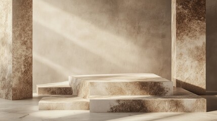 Elegant Abstract Indoor Space with Textured Light Brown Surfaces