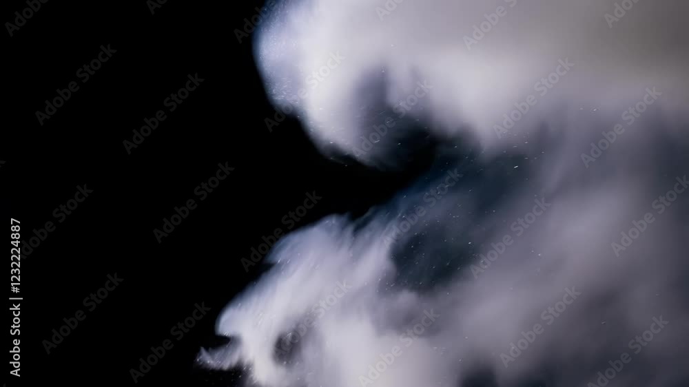 Aufkleber wispy white smoke billowing, swirling dramatically against deep black background, creating ethereal,