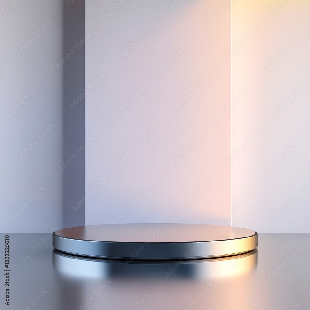 Poster minimalist studio platform with soft lighting for product display