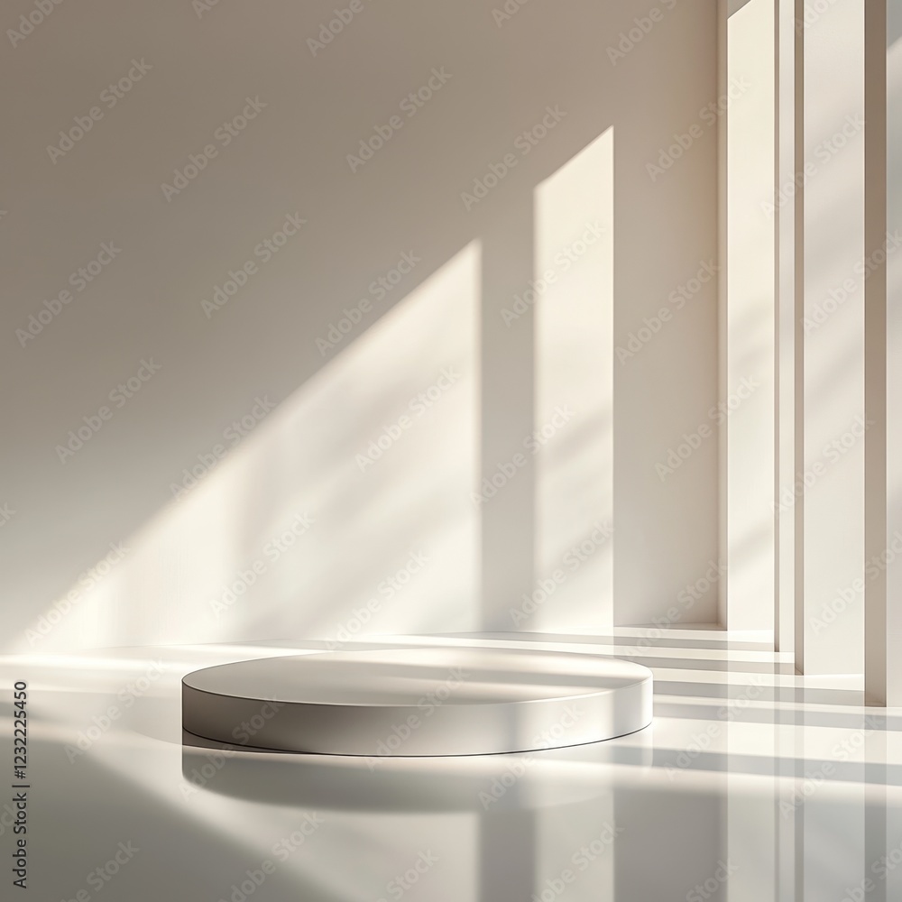 Poster minimalist display space with soft shadows and natural light