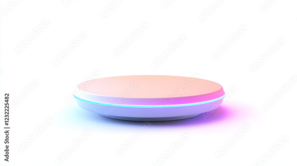 Poster modern round display platform with colorful light effects