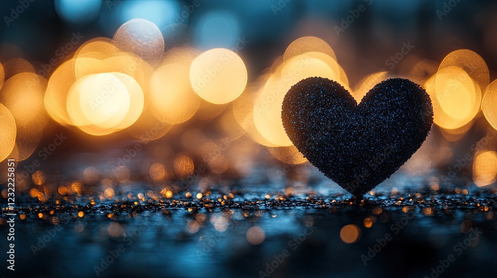 Aufkleber a heart-shaped pattern of glitter and sparkles on a light surface, with soft glowing lights creating