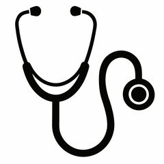 stethoscope silhouette icon black vector