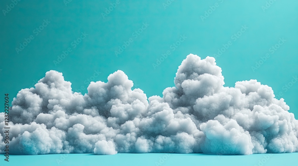 Poster a smooth pastel turquoise background with light, airy clouds floating across, creating a dreamy and 
