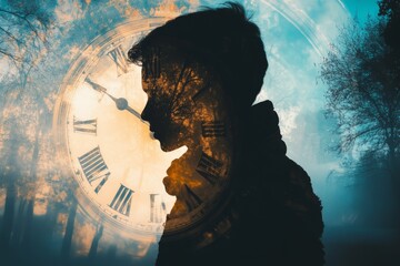 The Passage of Time, Concept of time, clock, time, conceptual, time travel, double exposure