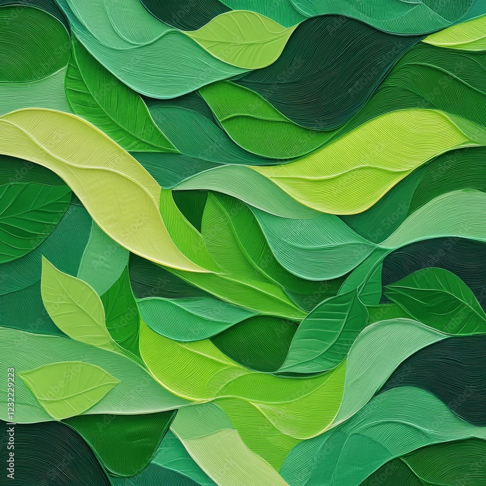 Poster abstract green leaf patterns with smooth texture and varying shades