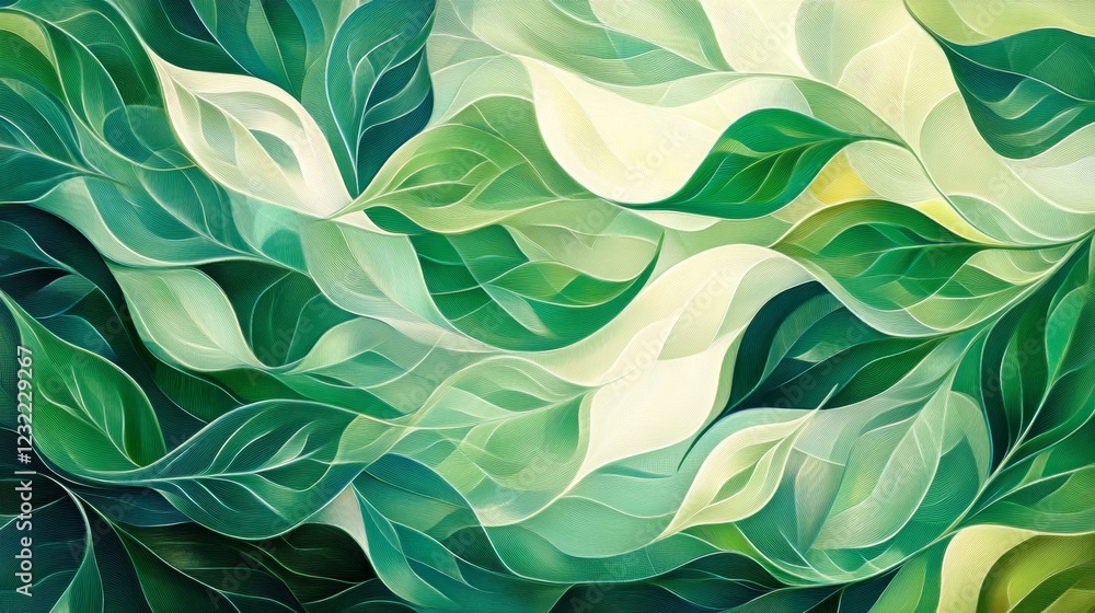 Aufkleber abstract green leaf pattern with lush nature vibes and soft colors
