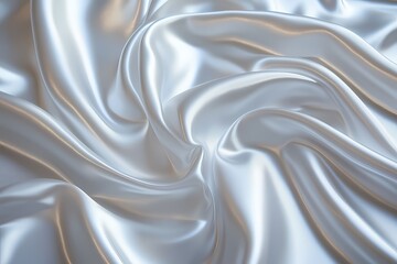 Obraz premium white pearl shiny satin silk fabric background. smooth elegant wavy, luxurious Anniversary, Christmas, wedding, valentine, event, celebration concept.