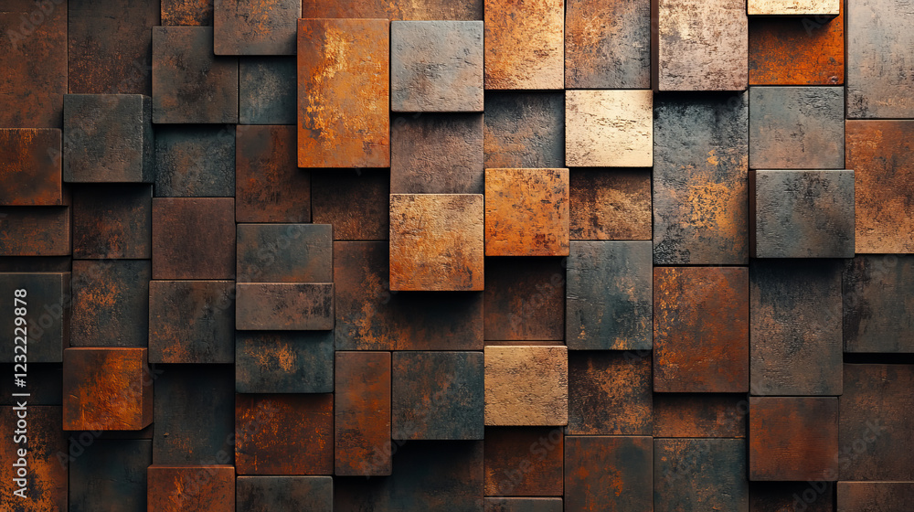 Poster set of abstract template vertical perspective banner with square tiles