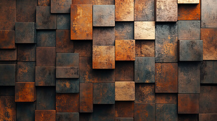 Set of abstract template vertical perspective banner with square tiles