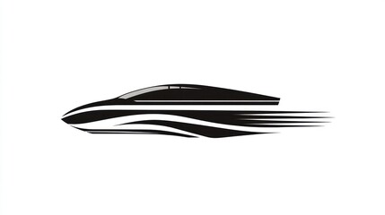 Fast boat speeding on water, motion blur background, transportation