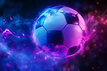 Naklejka premium Dynamic Soccer Ball in Neon Glow