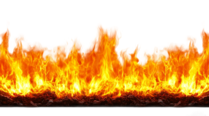 Intense fire blaze at night natural disaster digital art abstract background close-up concept of destruction on transparency png background