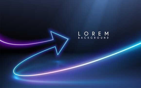 Neon light arrow with glow effect