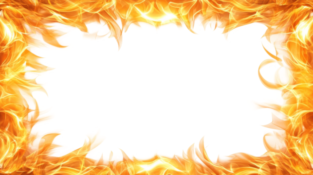 Dynamic fire flames surrounding bright white center graphic design abstract artwork vibrant environment eye-catching viewpoint on transparency png background